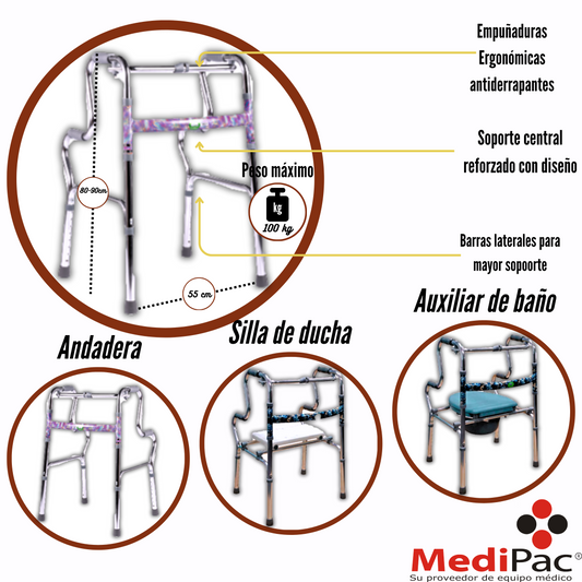 ANDADERA MULTIFUNCIONAL 3 EN 1