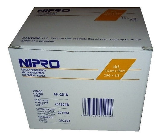 AGUJA HIPODERMICA NIPRO 25X16