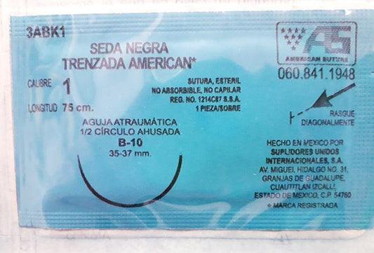 SUTURA SEDA NEGRA TRENZADA