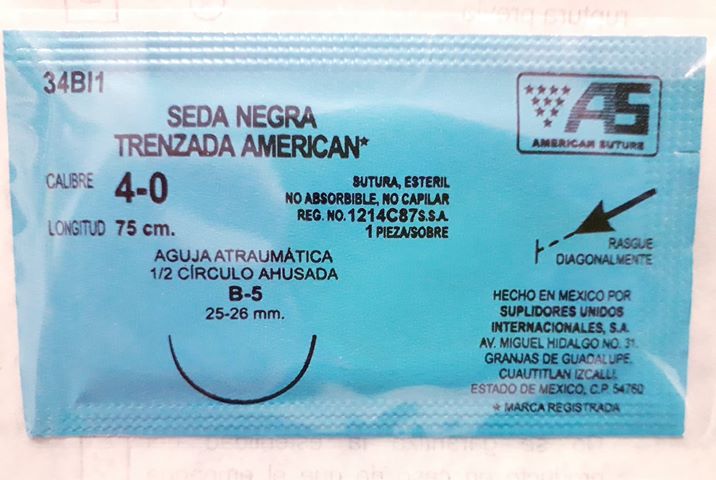 SUTURA SEDA NEGRA TRENZADA